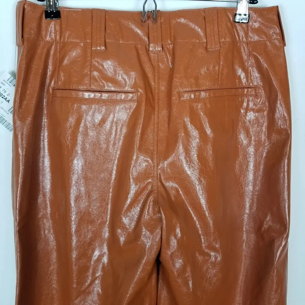 Free People  Women Star Crossed Lovers Vegan‎ Pants   Straight Leg  Brown